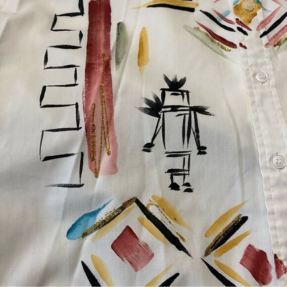 Creative Artwear Hand Painted Button Down Shirt Signed By Artist Women's M - Picture 4 of 16